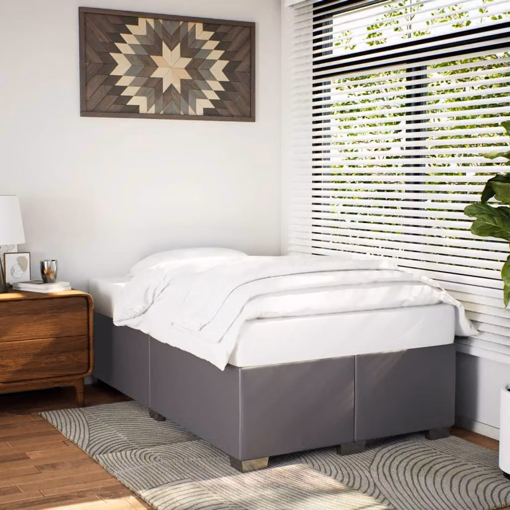 vidaXL Giroletto in Similpelle Grigio con Listelli in Legno, L/P/H: 120 x 200 cm – 1