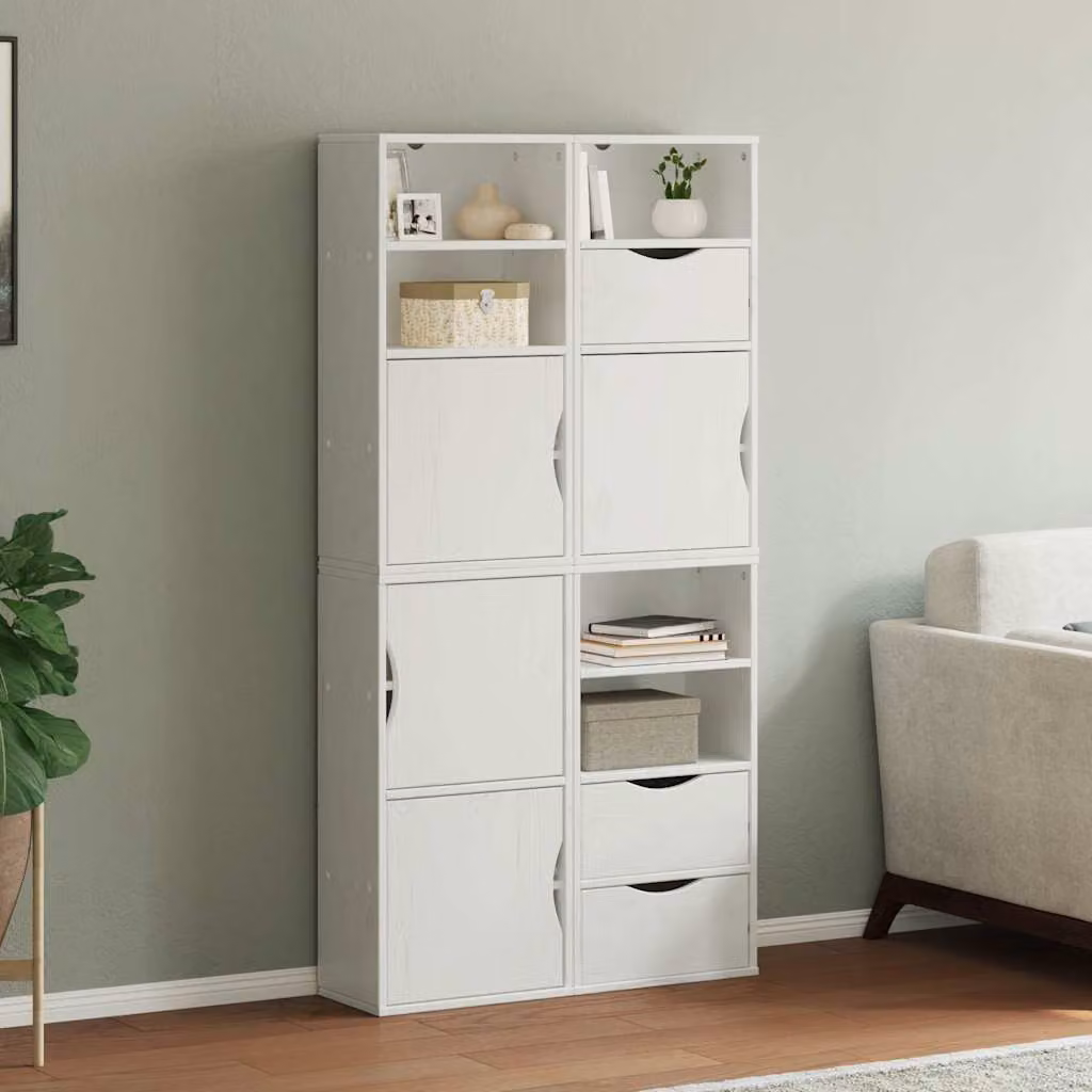 Set di 4 armadietti laterali vidaXL ODDA in legno di pino bianco per bagno, L/P/H: 40 x 24 x 79 cm – 1