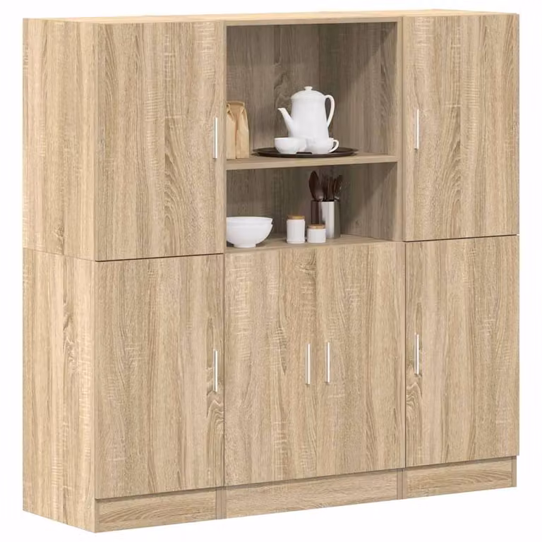 Set di mobili da cucina moderno vidaXL in 3 pezzi color marrone in MDF e composito con ante a battente e ripiani interni