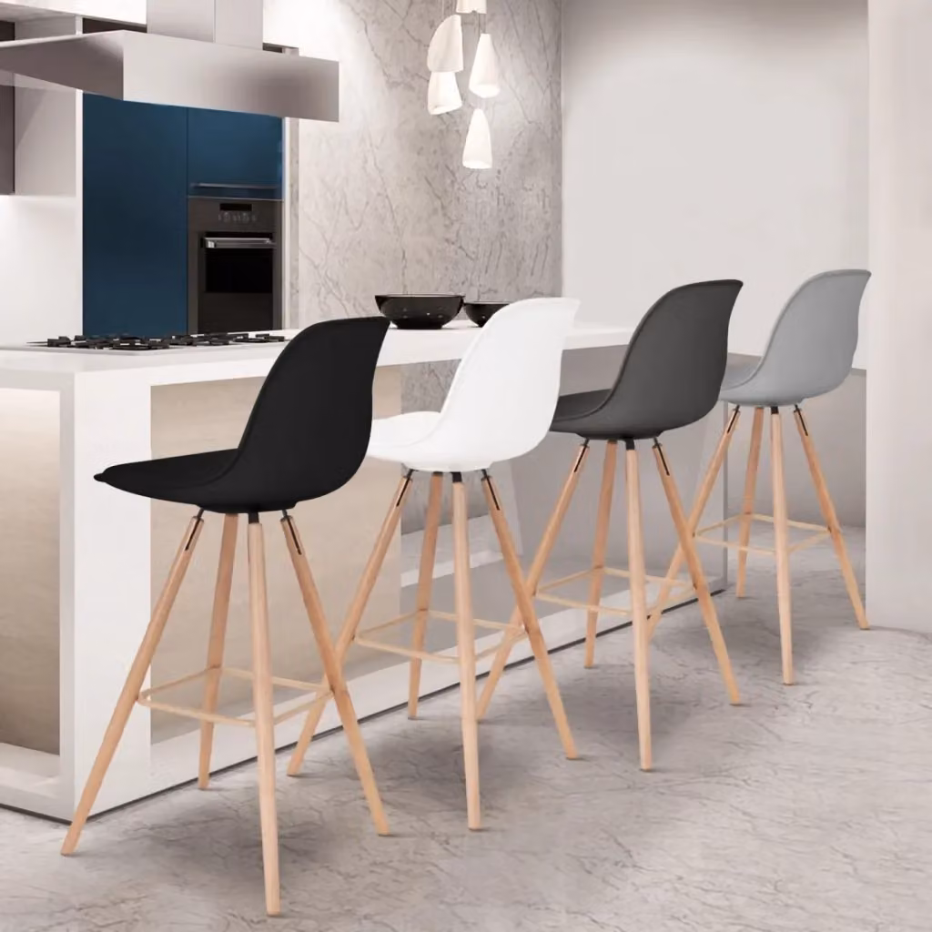 Set di 4 sgabelli da bar SARA IDMarket in stile scandinavo, colori grigio, bianco e nero – 2
