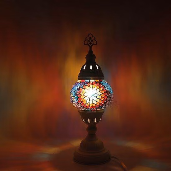 Lampada mosaico turca - Lampada da tavolo fatta a mano - Lampada orientale - Altezza 42 cm - Ø 12 cm - Unica e colorata