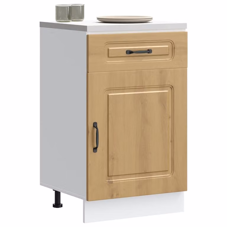 Base da cucina moderna vidaXL Kalmar in legno marrone e bianco L/P/H: 46 x 81,5 x 50 cm