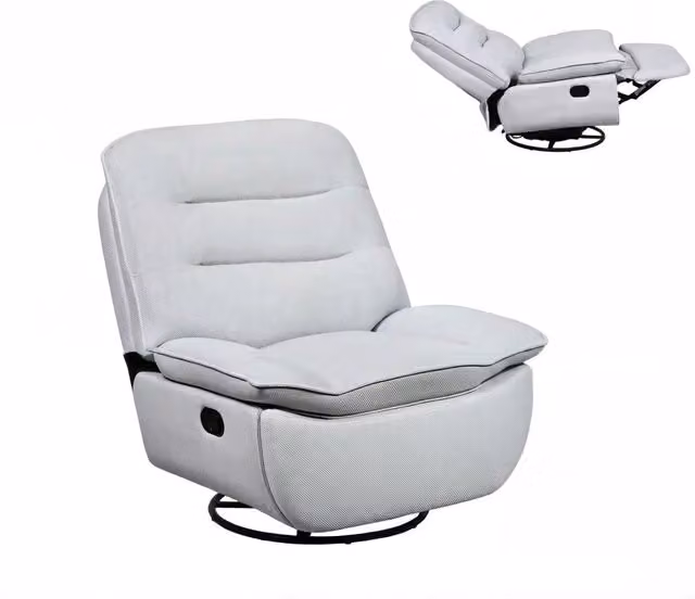 Divano a sdraio girevole moderno Chicfurn con contenitore nascosto, colore blu e bianco, Larghezza: 95 cm