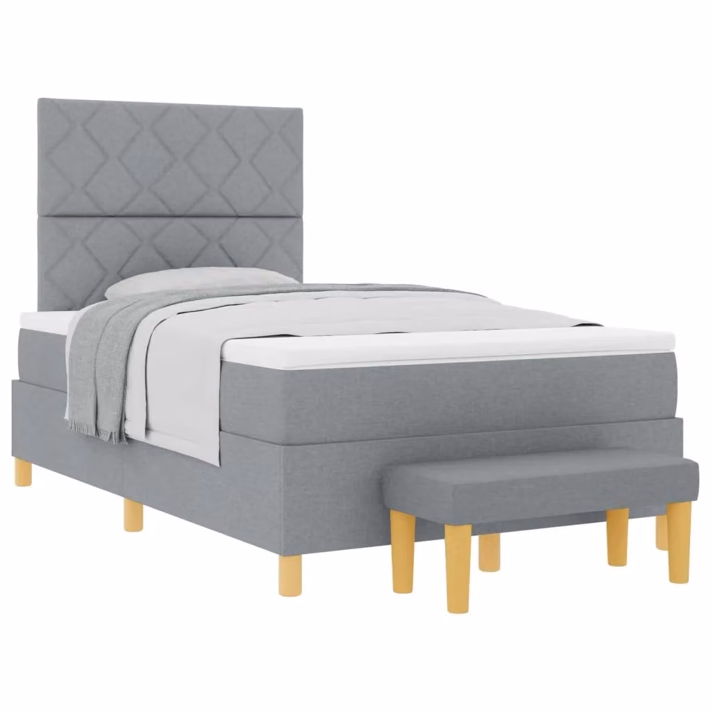 Letto a molle con materasso vidaXL in tessuto Grigio, L 120 x P 200 cm – 2