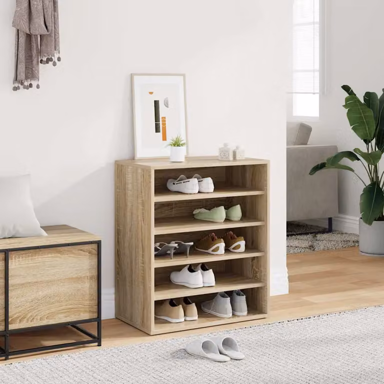 Armadio porta scarpe moderno vidaXL in legno color rovere, L: 60 cm, P: 35 cm, H: 70 cm