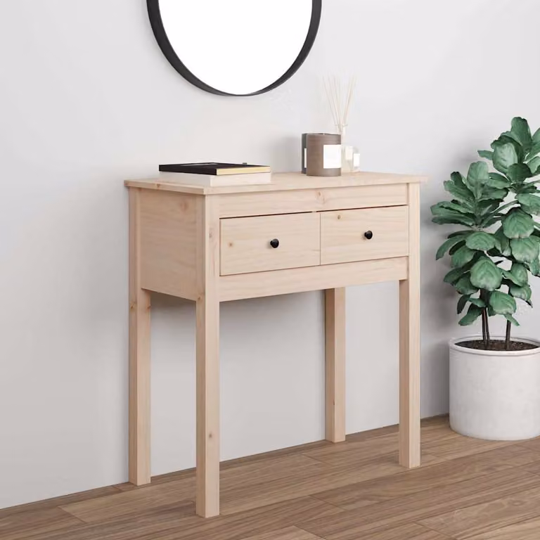 vidaXL Tavolo Consolle in Legno di Pino Naturale L/P/H: 70 x 35 x 75 cm