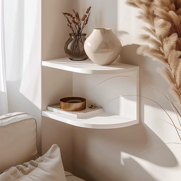 Decords: Scaffale angolare a parete 3D, design moderno e minimalista, 31 cm