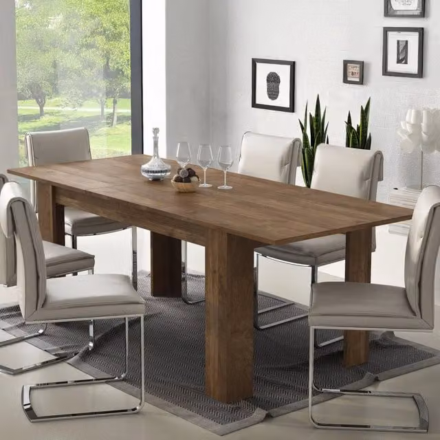 Tavolo allungabile moderno Campora rettangolare in legno marrone noce L: 220 cm, P: 90 cm, H: 75 cm