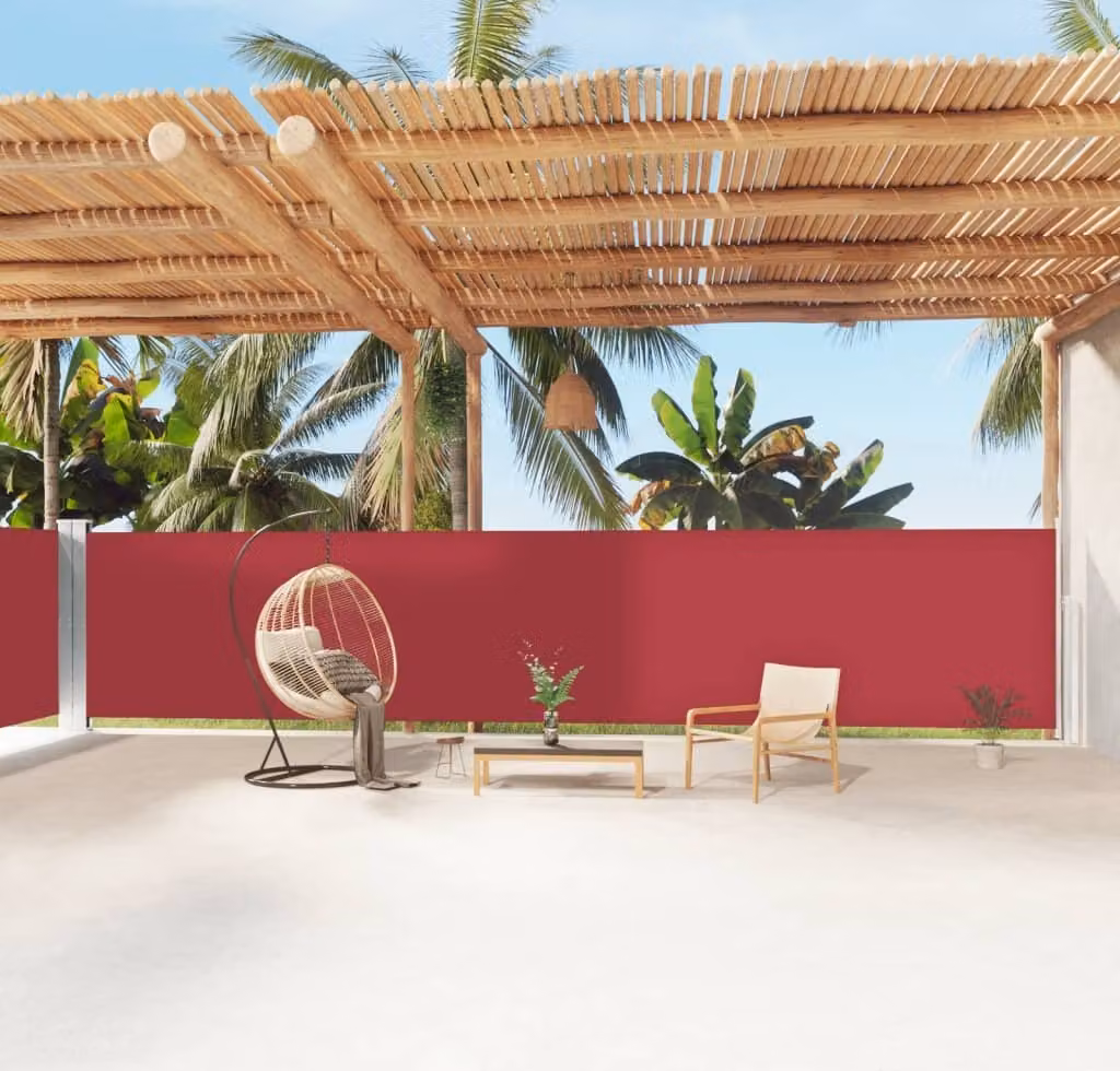The Living Store Tenda laterale estensibile rossa 160x1200 cm