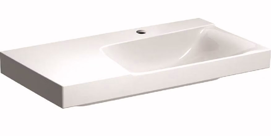Geberit Xeno 2 lavabo, surface de pose à gauche, avec trou pour robinetterie, sans trop-plein, 90x48 cm blanc avec KeraTect, 500535011, 500.535.01.1, 500.535.01.1