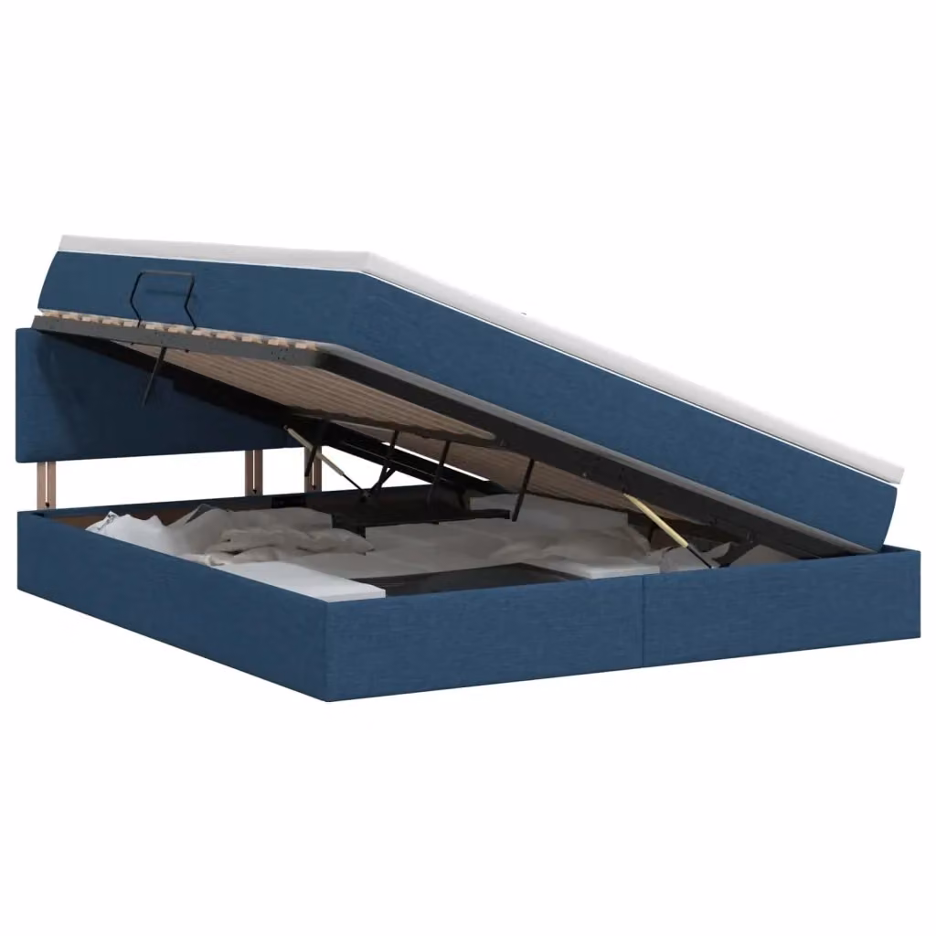 Letto con contenitore e materasso vidaXL in velluto blu, L/P/H: 160 x 200 x 88 cm – 2