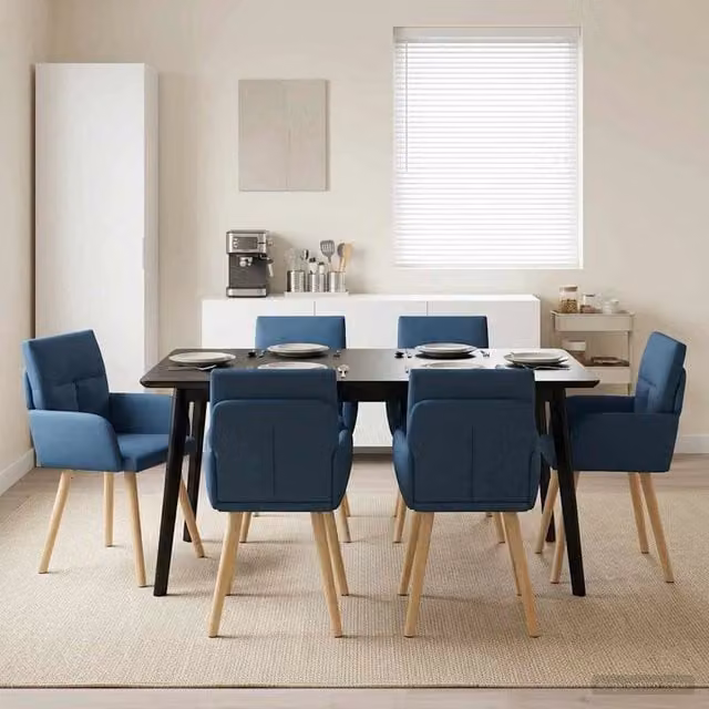 Sedie da pranzo 6 pz Tessuto Blu 60 x 56 x 93 cm 3428372