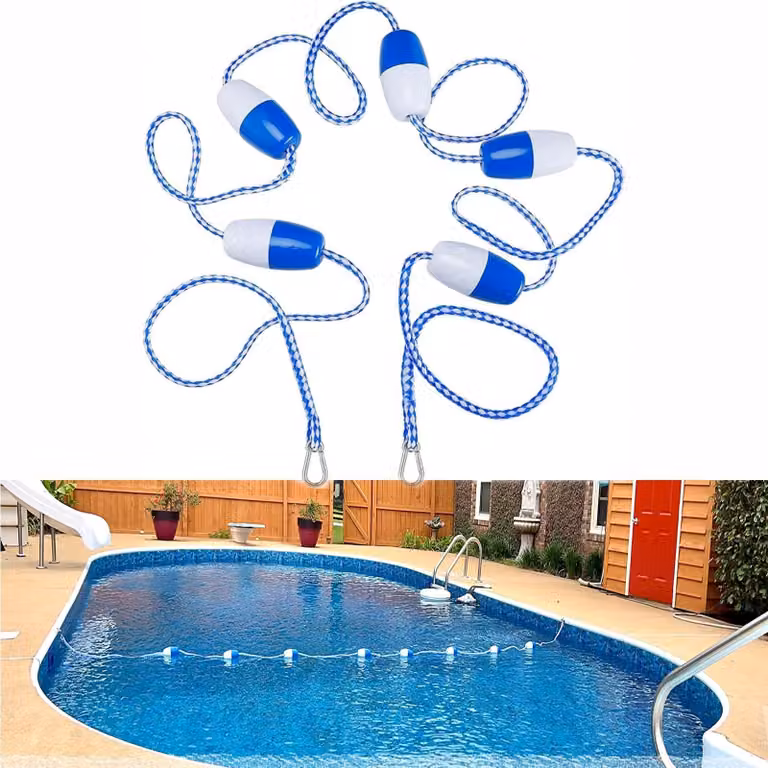 Corda di sicurezza regolabile per piscine, con ganci in acciaio inossidabile