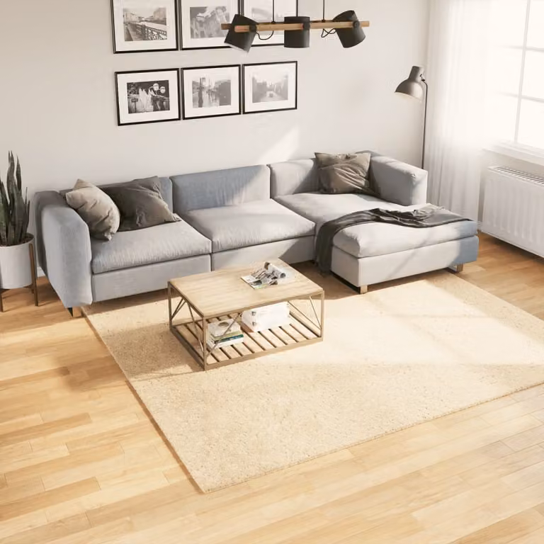 vidaXL Tappeto a Pelo Corto HUARTE Beige, Lavabile e Antiscivolo, 240 x 240 cm