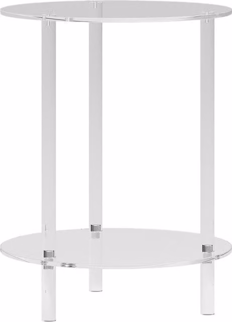 HOMCOM Tavolino Basso Rotondo a 2 Livelli in Acrilico Trasparente per Interni, Ø40 x H 50 cm