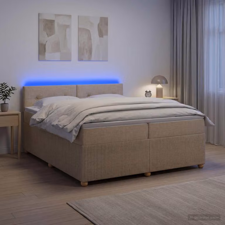 Maison Exclusive - Letto boxspring con materasso Crema 200 x 200 cm Tessuto