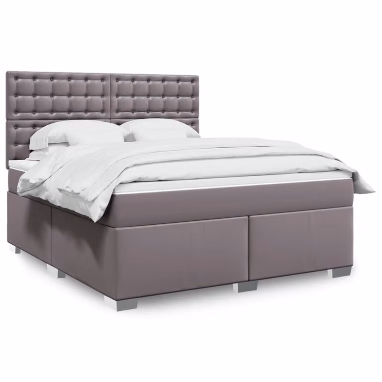 vidaXL Giroletto a Molle con Materasso Ibrido in Similpelle Grigia e Bianca, L/P: 180 x 200 cm