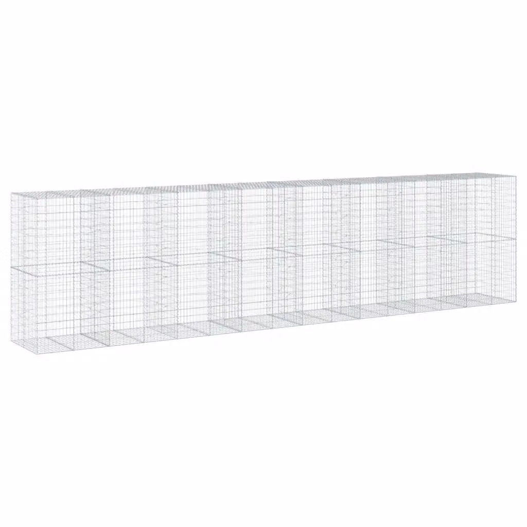 Cesto Gabbione con Copertura vidaXL in Ferro Zincato Argento L: 800 cm, P: 100 cm, H: 200 cm – 2