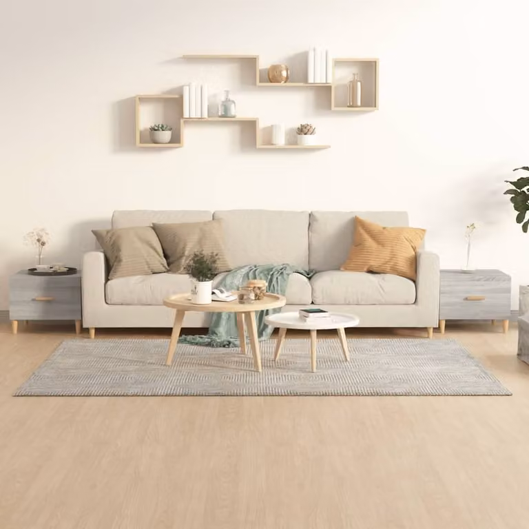 The Living Store Tavolini 2 pz. Grigio Sonoma 50x50x40 cm Materiale a base di legno