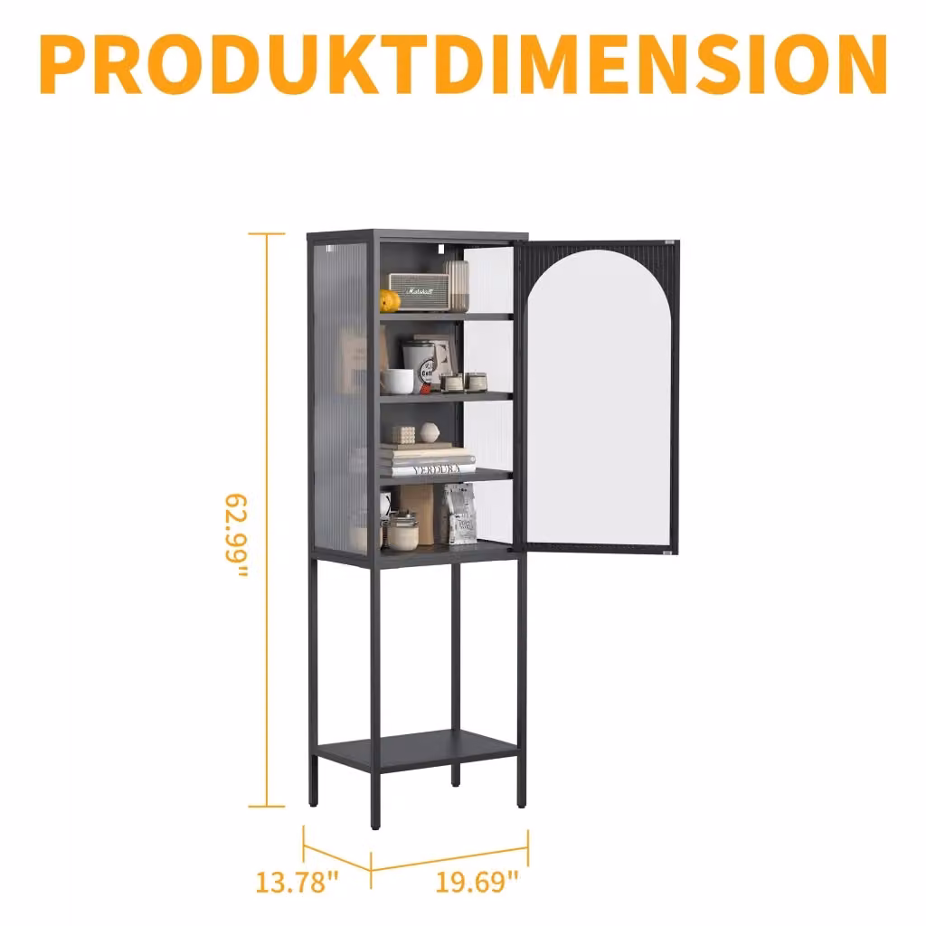 Libreria Minimal a cubi con ante in vetro e struttura in metallo grigio, L 50 cm x P 35 cm x H 160 cm – 2