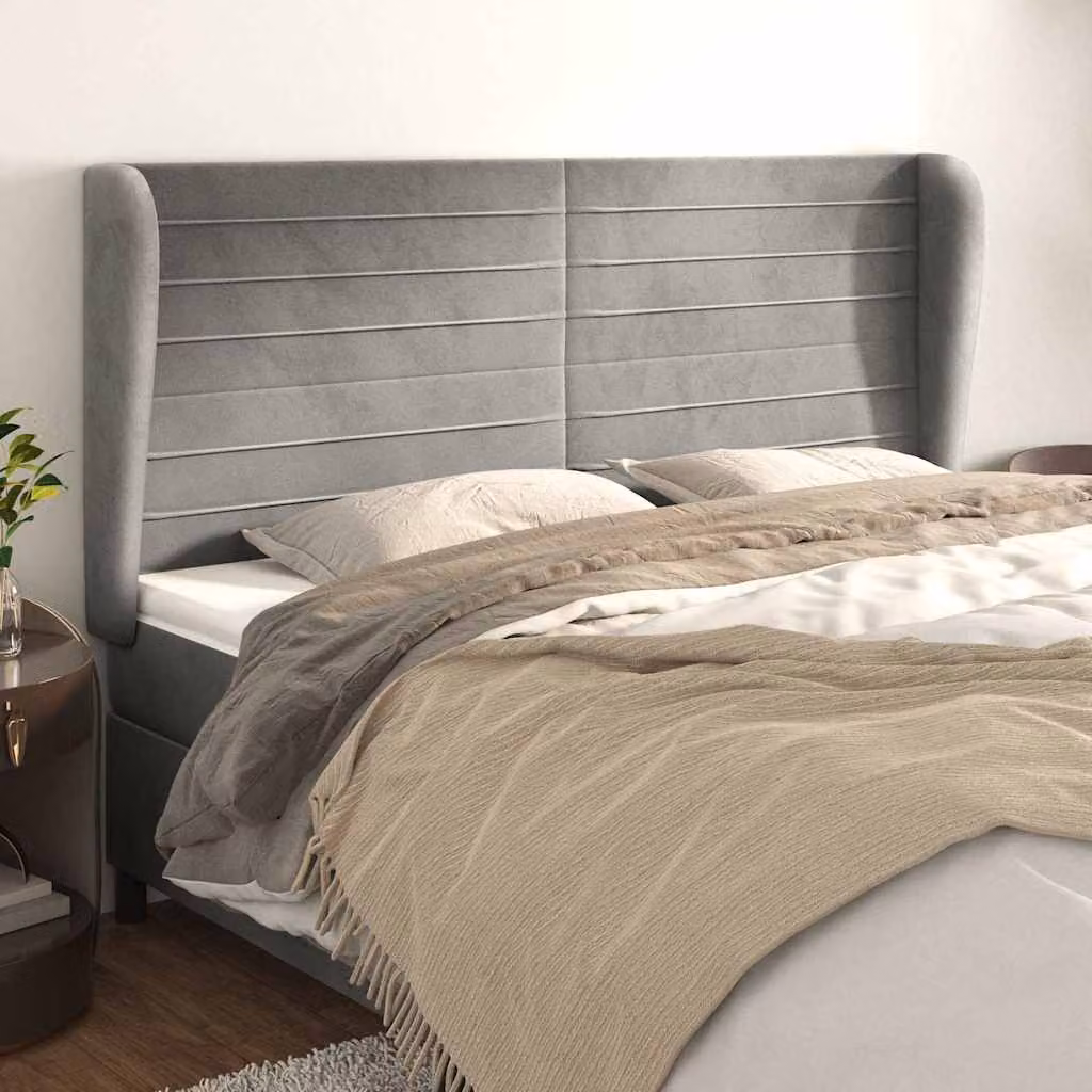 Testiera ad orecchio vidaXL in velluto grigio chiaro L: 163 cm, P: 23 cm, H: 118/128 cm