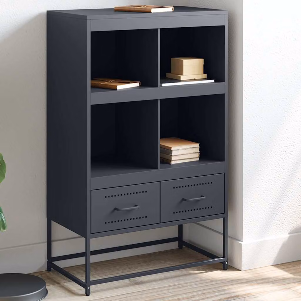 Credenza moderna vidaXL in metallo antracite opaco L: 68 cm, P: 39 cm, H: 111,5 cm