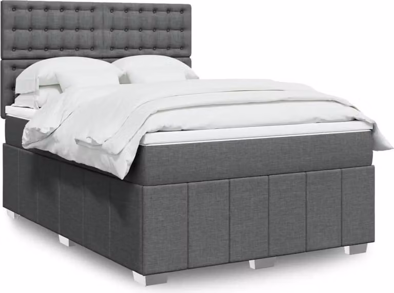 Maison Exclusive - Giroletto a Molle con Materasso Grigio Scuro 160x200 cm Tessuto
