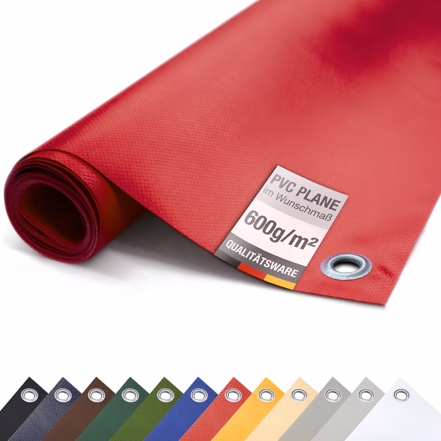 Telone per camion in PVC 600g/m² con occhielli Telone protettivo opaco (rosso, 2,5m x 9m)
