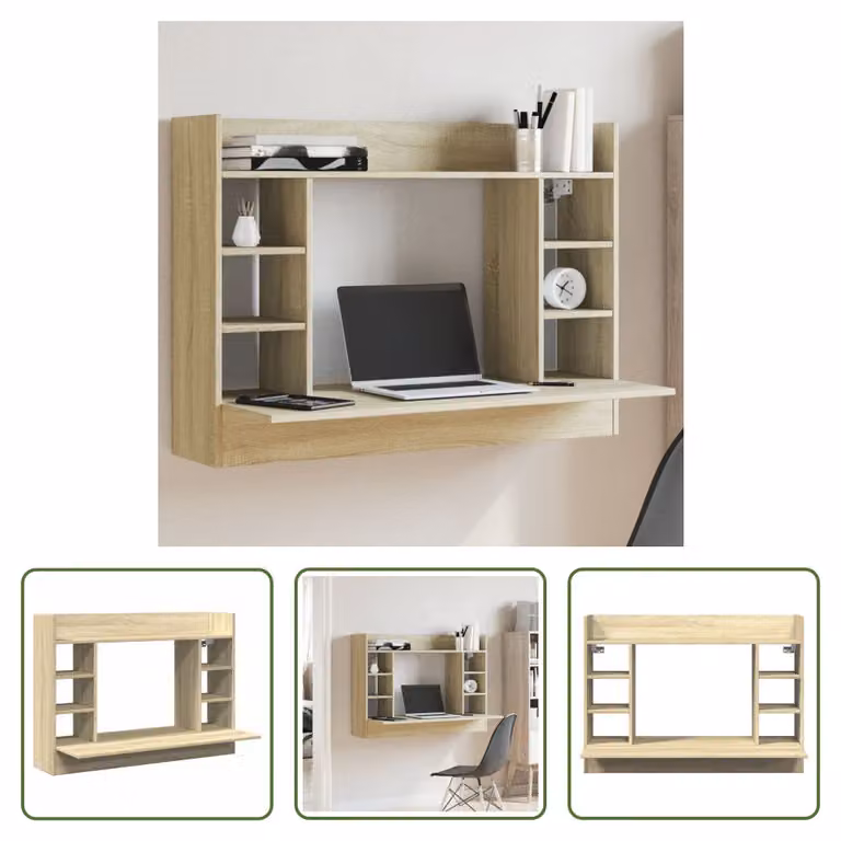 The Living Store scrivania a parete rovere Sonoma 105x48x75 cm materiale in legno