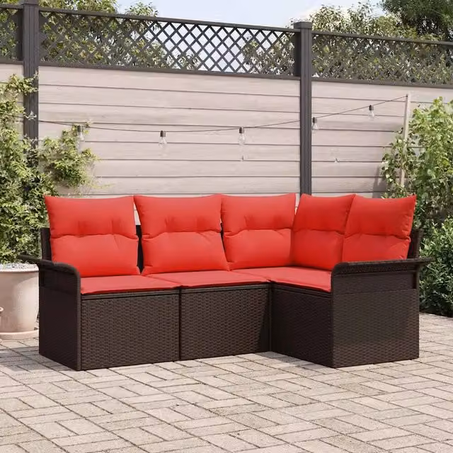 Set Divano da Giardino 4 pz Marrone polyrattan 3354013