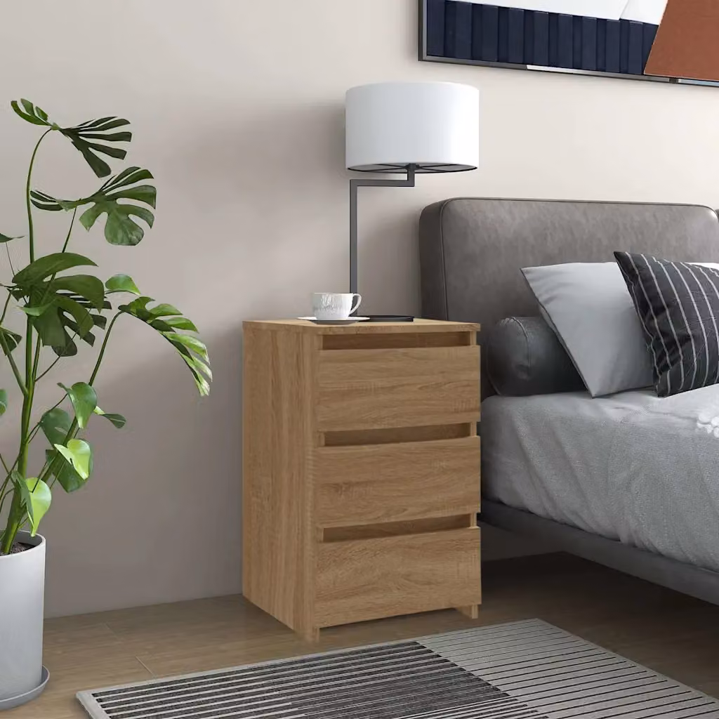Comodino vidaXL in Rovere Sonoma, Legno Multistrato e MDF, Marrone, L 40 cm x P 35 cm x H 62,5 cm