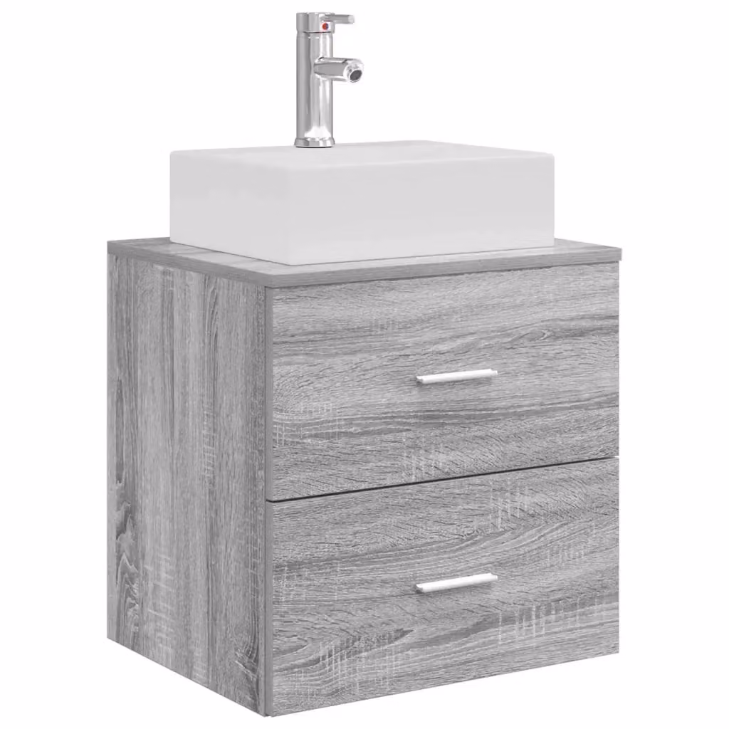 Mobile Lavabo da Parete Moderno vidaXL Grigio con Cassetti L: 49,5 cm, P: 41 cm, H: 62,5 cm – 2