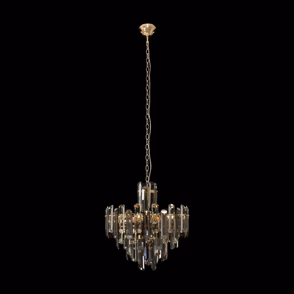 Lampadario sospeso Maytoni Flare in ottone e cristallo color oro con 6 luci, regolabile e dimmerabile – 2