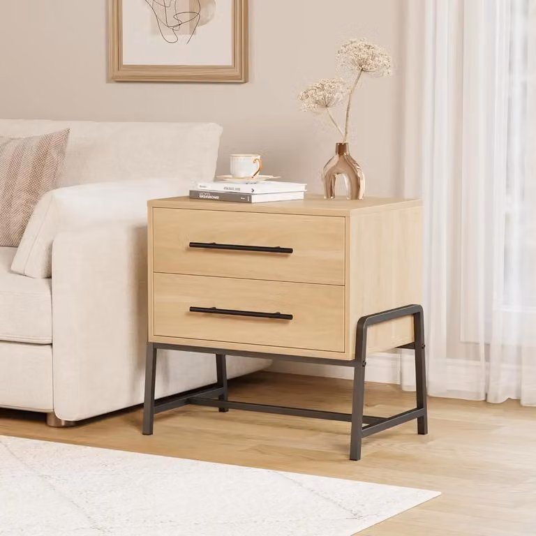 Comodino - Tavolino con cassetti - Soluzione d'arredo per la camera da letto - Stile marocchino moderno - American Country - Bianco