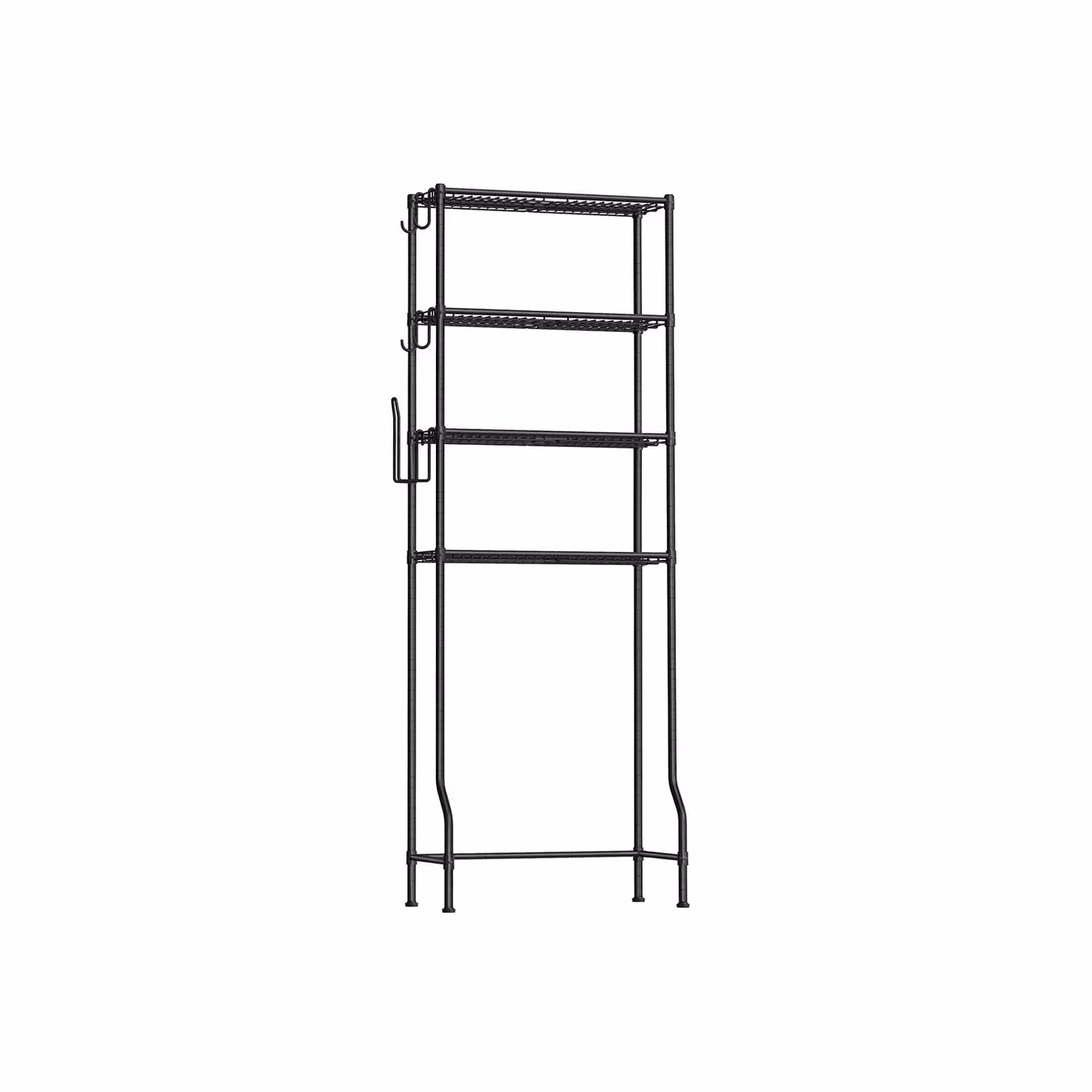 Scaffale sopra WC a 4 Ripiani Nero, Nero