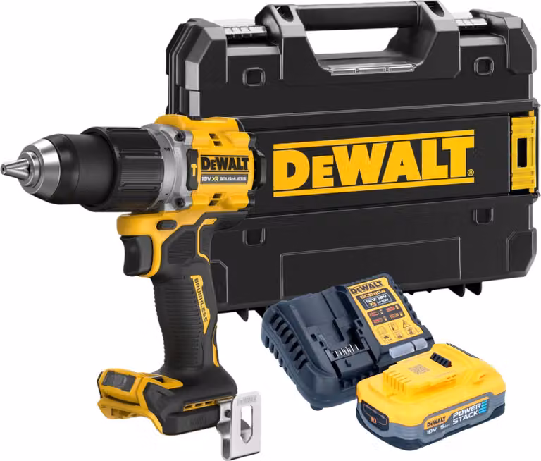 DeWalt DCD 805 H1T Avvitatore a percussione a batteria 18 V 90 Nm Brushless + 1x batteria Powerstack 5,0 Ah + caricabatteria + TSTAK