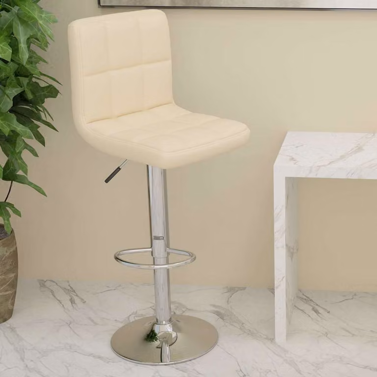 Sgabello da Bar vidaXL in Similpelle Beige con Struttura in Metallo e Plastica