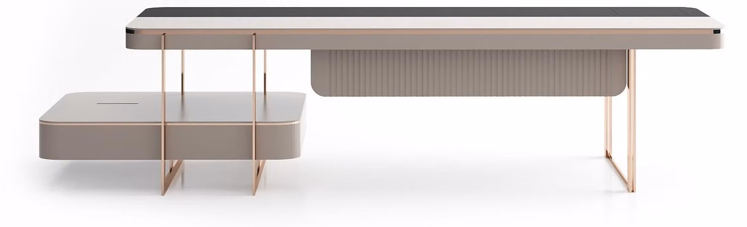 Grande scrivania beige Tavolo in legno Studio Tavoli