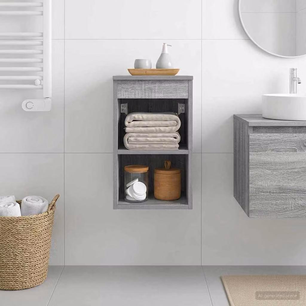 Armadio da bagno moderno vidaXL In-between in MDF grigio, L 30 cm x P 44,5 cm x H 50 cm
