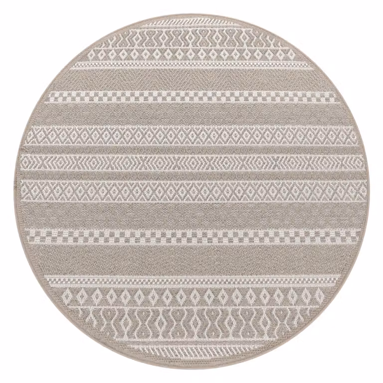 Tappeto rotondo Verona beige per interni ed esterni, diametro: 160 cm