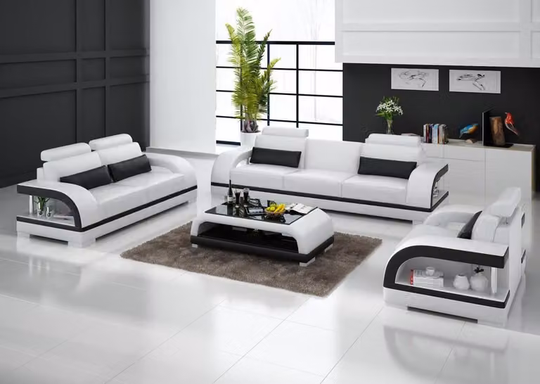 Luxuriöse Sofagarnitur Leder Polster Couchen Sofa Wohnzimmer 3+2 Set Garnitur