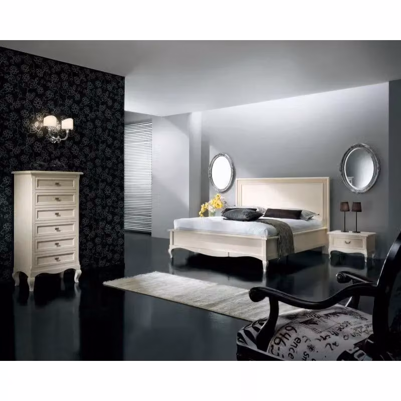 Comodino con 1 cassetto in paglia di Vienna e legno bianco invecchiato stile shabby chic Mobili 2G L: 62 cm, P: 43 cm, H: 41 cm – 3