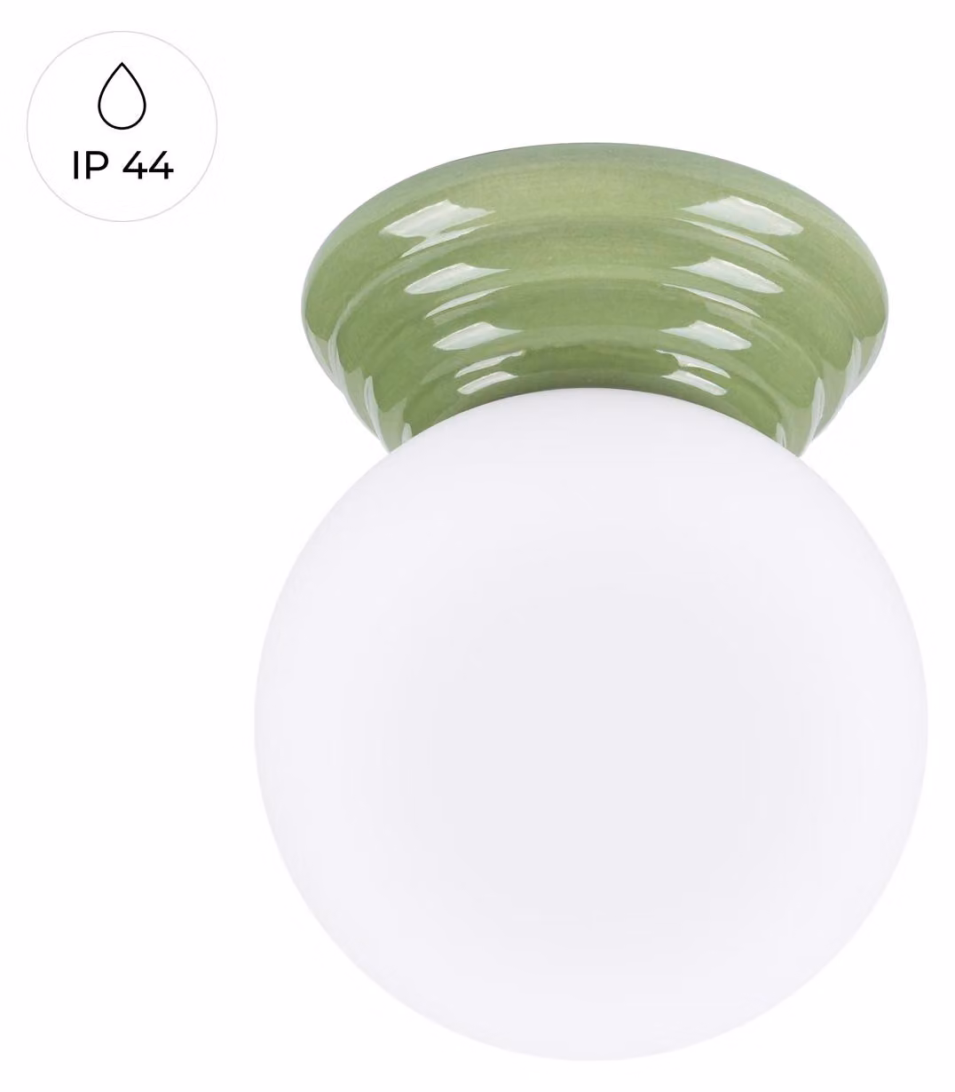 Lampada da soffitto ALBANO verde oliva e bianco 1xG9x8W Vetroceramica / gesso dimensioni: 12x12x16 cm IP44 Pure Lume