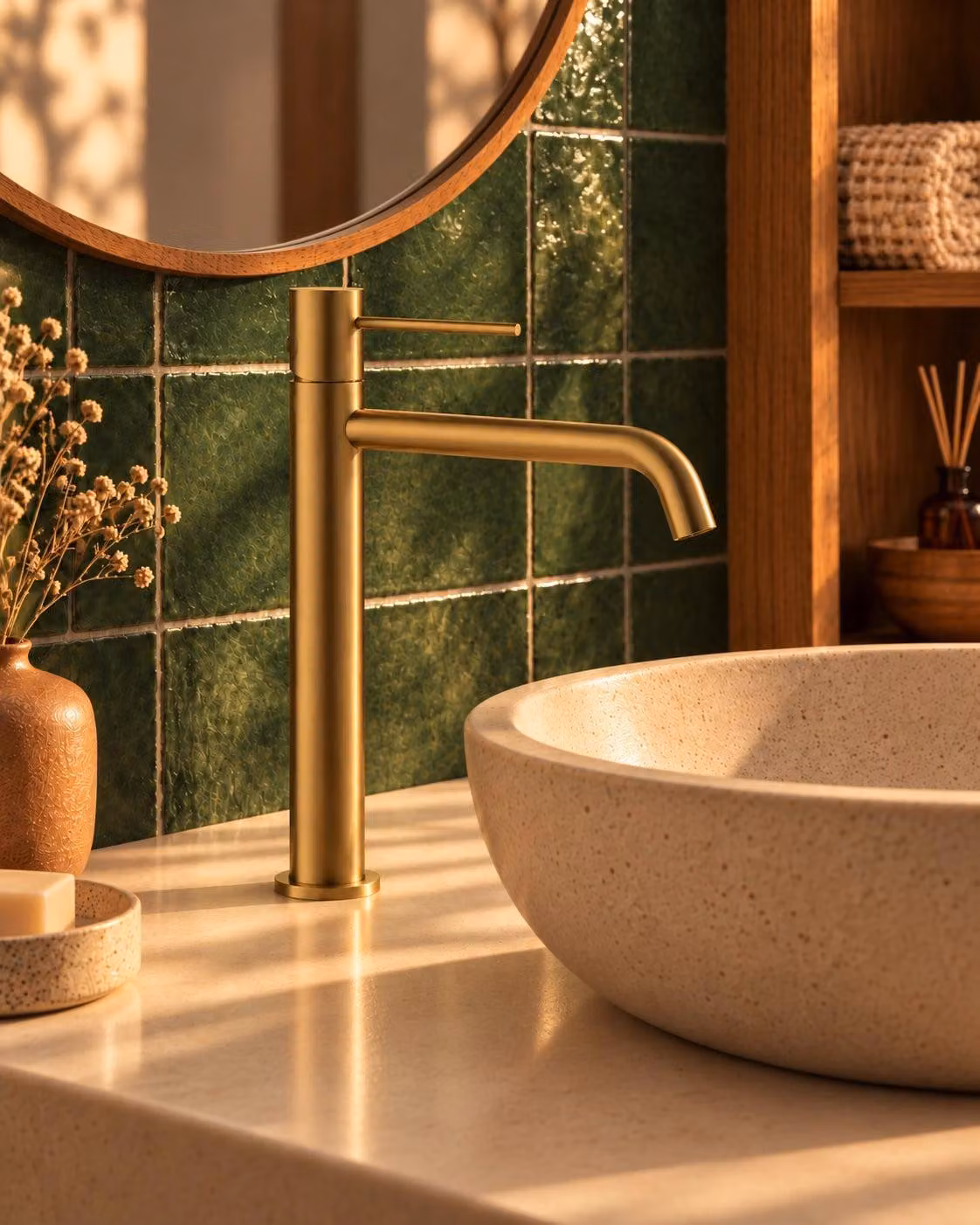 Coppia Miscelatori Tokyo Lavabo Alto e Bidet con Pilette Pop-Up Oro Spazzolato CPTOKALTORO