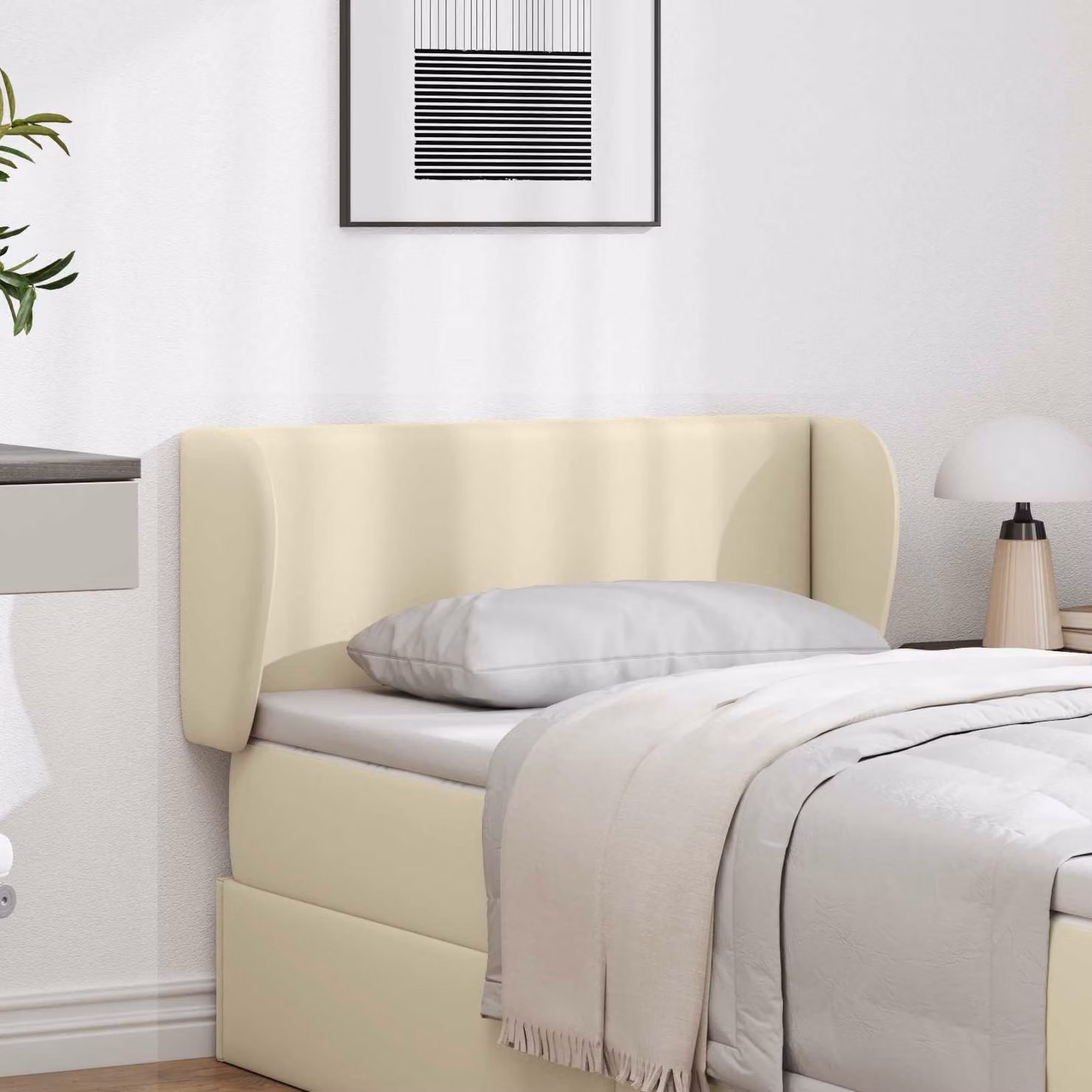 Testata del letto imbottita moderna vidaXL in ecopelle beige con pannello in MDF