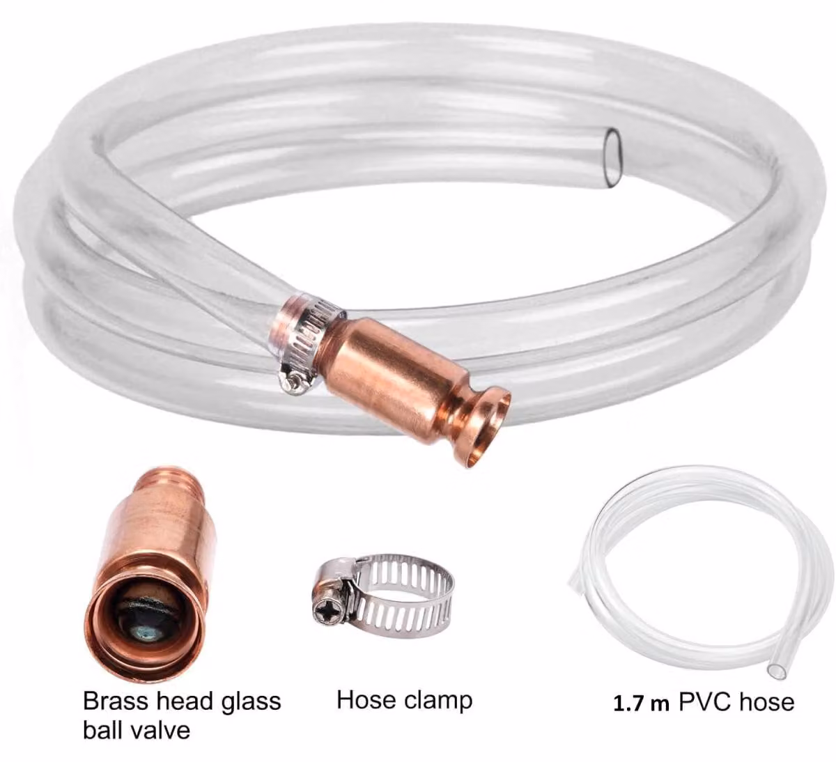 Tubo autoadescante con valvola da 12 mm, 1,7 m, pompa a sifone manuale per carburante e liquidi.