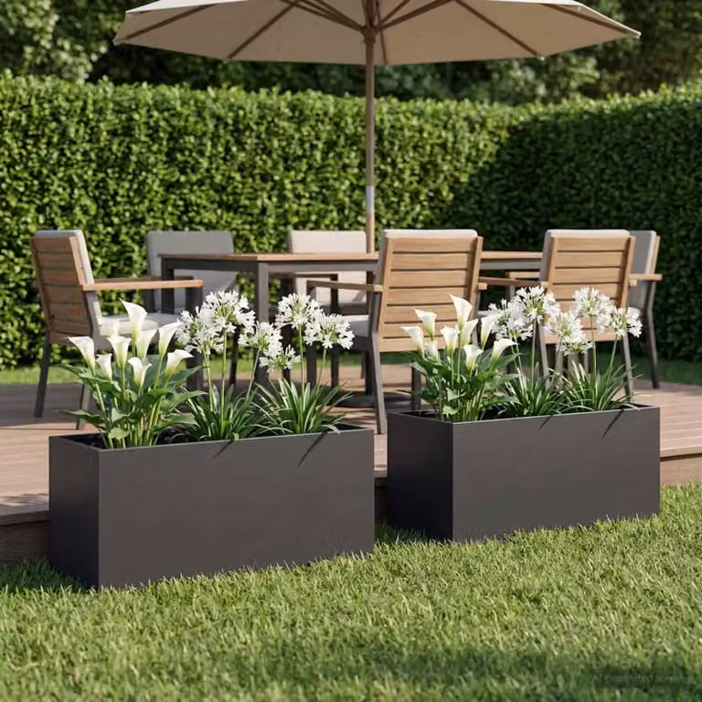 Set di 2 vasi da giardino vidaXL in metallo nero H: 80 cm, L: 40 cm, P: 40 cm