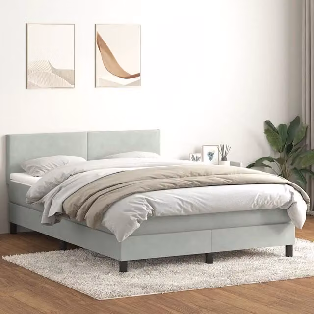 Letto a Molle con Materasso e LED Grigio Chiaro 160x210cm 3316695