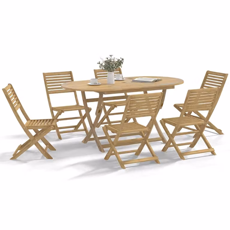 Set di 6 sedie pieghevoli vidaXL in legno di acacia marrone, L/P/H: 48,5 x 61,5 x 87 cm