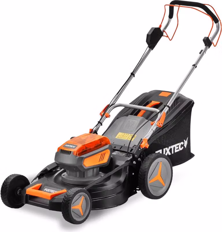 FUXTEC, tosaerba a batteria da 40V, modello FX-E2RM46 - Larghezza di taglio: 46 cm - Trazione posteriore - 6 altezze di taglio - Senza batteria e caricabatterie